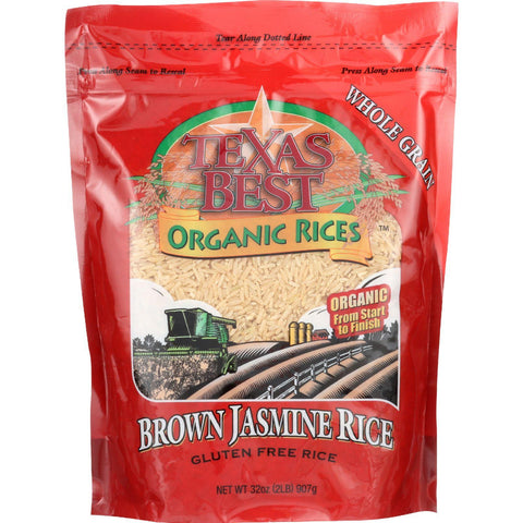 Texas Best Organics Rice - Organic - Jasmine Brown - 32 Oz - Case Of 6