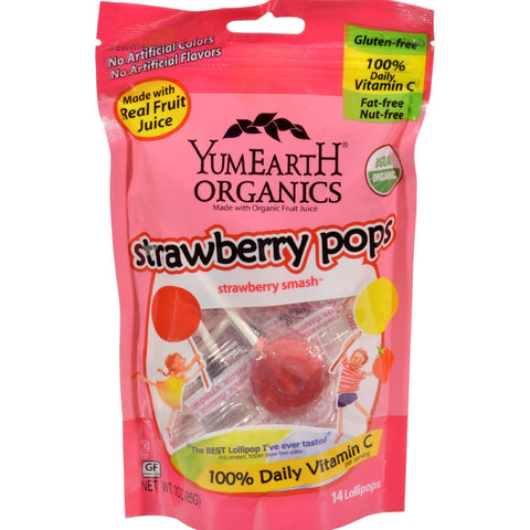 Yummy Earth Organic Standup Lollipops Strawberry Smash - 3 Oz - Case Of 6