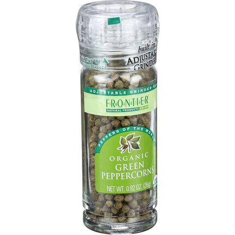 Frontier Herb Peppercorns - Organic - Green - Grinder Bottle - .92 Oz - Case Of 6