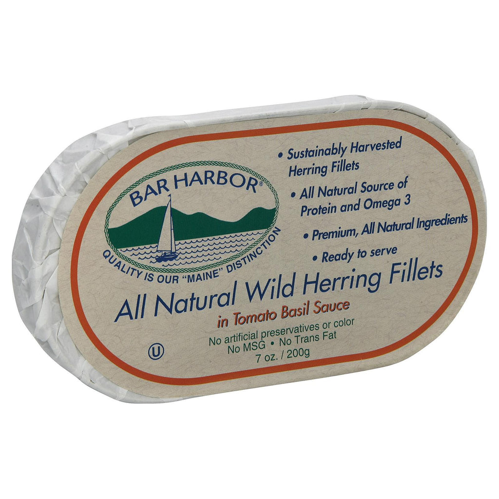 Bar Harbor Wild Herring Fillets - Tomato Basil Sauce - Case Of 12 - 7 Oz.