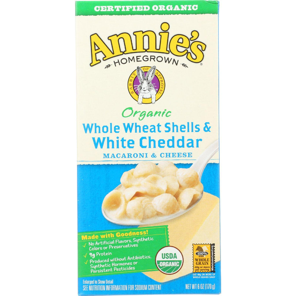 Annies Homegrown Macaroni And Cheese - Organic - Whole Wheat Shells And White Cheddar - 6 Oz - Case Of 12