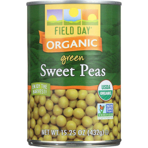 Field Day Sweet Peas - Organic - Green - 15 Oz - Case Of 12