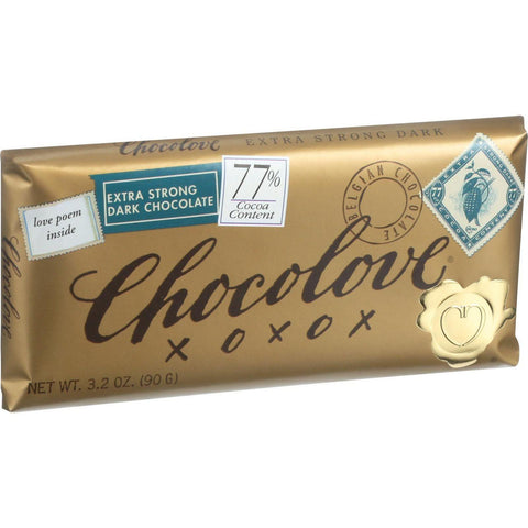 Chocolove Xoxox Premium Chocolate Bar - Dark Chocolate - Extra Strong - 3.2 Oz Bars - Case Of 12