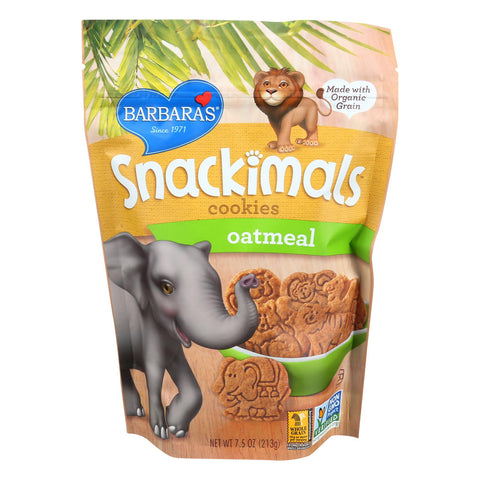 Barbara's Bakery Snackimals Cookies - Oatmeal - Case Of 6 - 7.5 Oz.