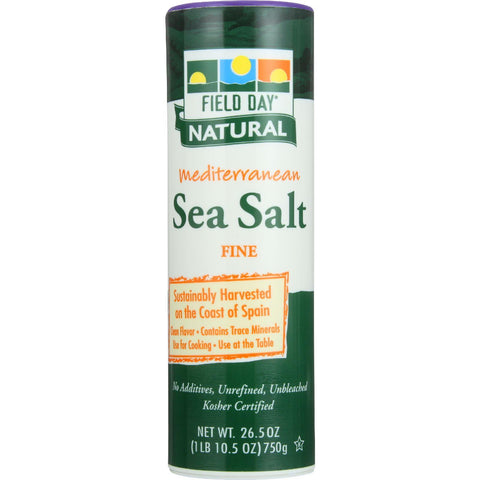 Field Day Sea Salt - Mediterranean - Fine - 26.5 Oz - Case Of 20