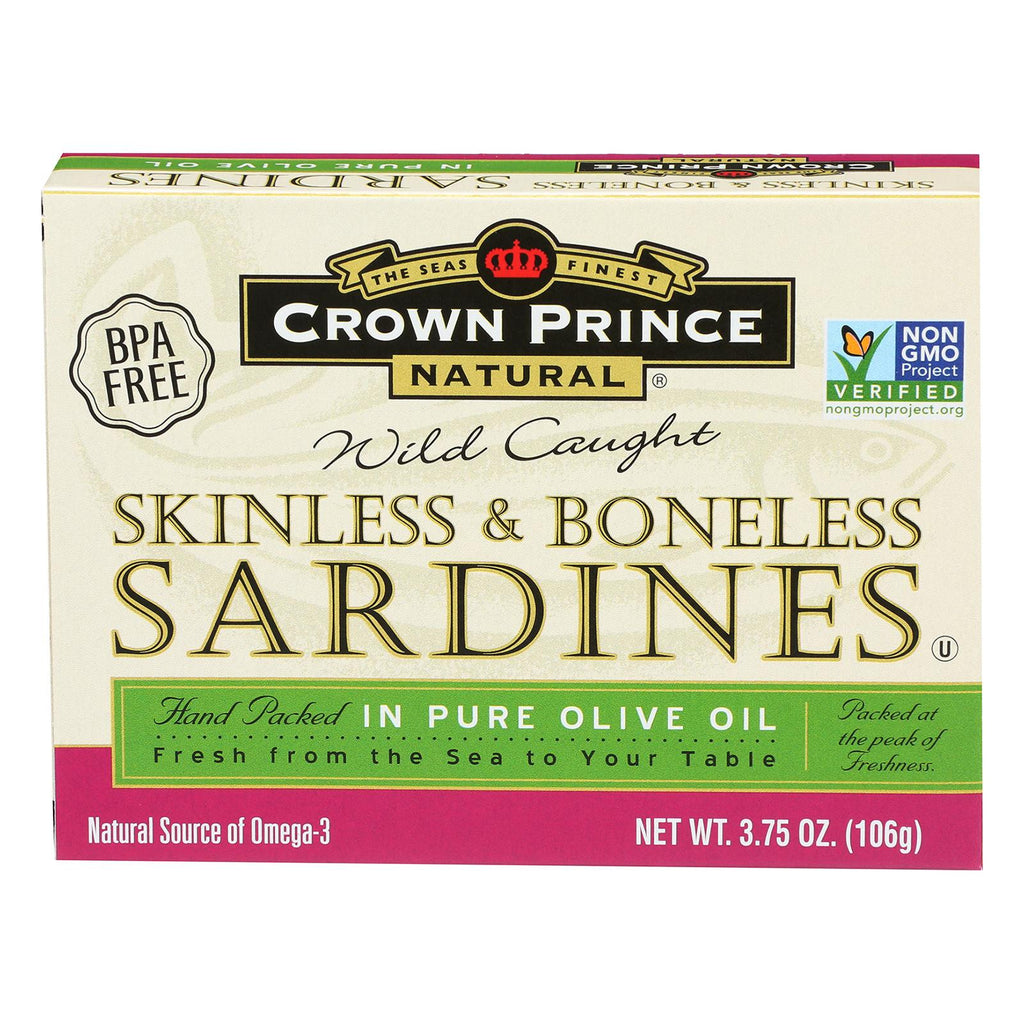 Crown Prince Skinless And Boneless Sardines In Pure Olive Oil - Case Of 12 - 3.75 Oz.