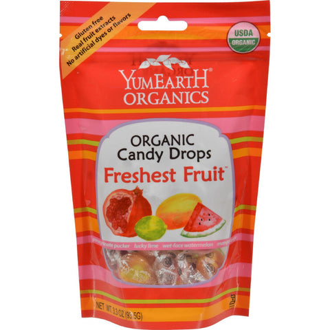 Yummy Earth Organic Candy Drops Freshest Fruit - 3.3 Oz - Case Of 6