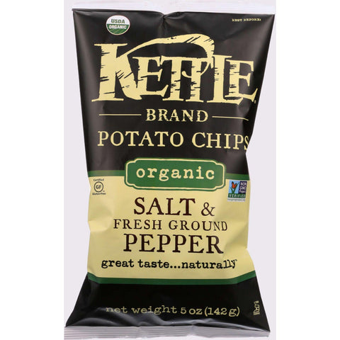 Kettle Brand Potato Chips - Organic - Salt And Fresh Ground Pepper - 5 Oz - Case Of 15