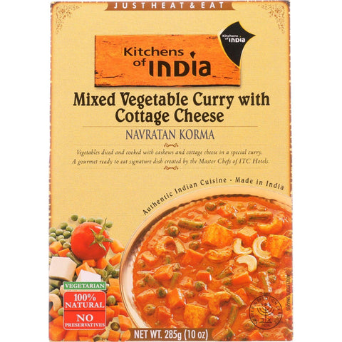 Kitchen Of India Dinner - Mixed Vegetable Curry With Cottage Cheese - Navratan Korma - 10 Oz - Case Of 6