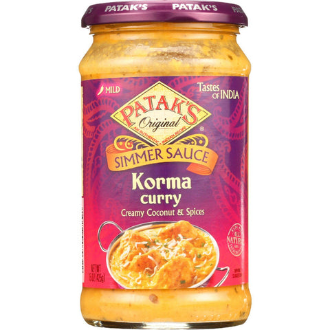 Pataks Simmer Sauce - Korma Curry - Mild - 15 Oz - Case Of 6