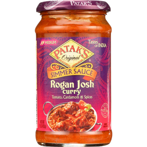 Pataks Simmer Sauce - Rogan Josh Curry - Medium - 15 Oz - Case Of 6