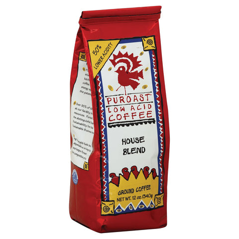 Puroast Low Acid Ground Coffee - House Blend - Case Of 6 - 12 Oz.