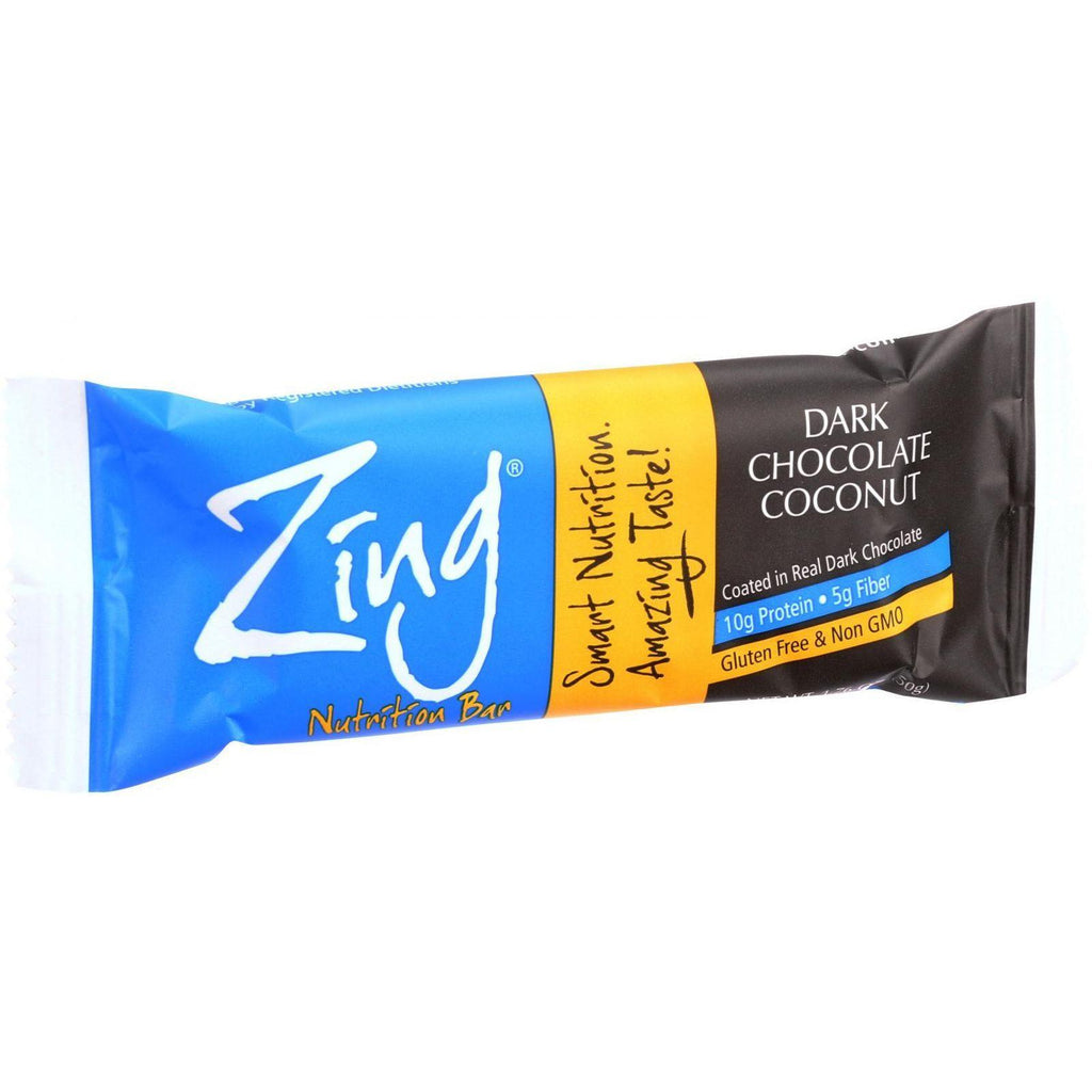 Zing Bars Nutrition Bar - Dark Chocolate Coconut - 1.76 Oz Bars - Case Of 12