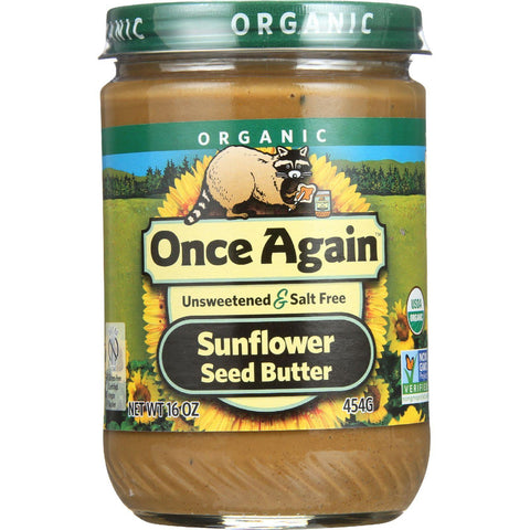 Once Again Seed Butter - Organic - Creamy - No Salt - Sugar Free - Sunflower - 16 Oz - Case Of 12