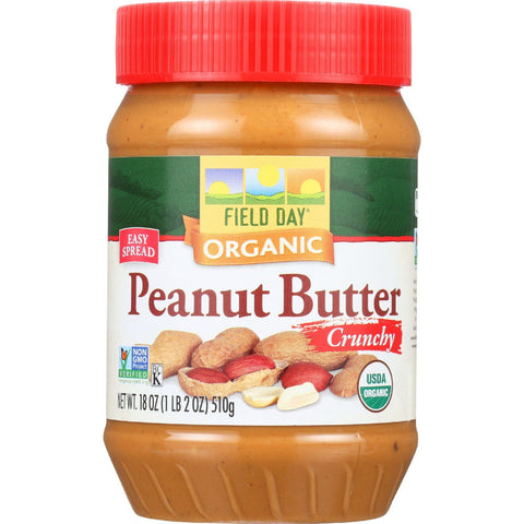 Field Day Peanut Butter - Organic - Crunchy - Salted - 18 Oz - Case Of 12