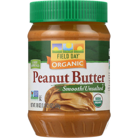 Field Day Peanut Butter - Organic - Smooth - Unsalted - 18 Oz - Case Of 12