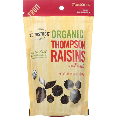 Woodstock Fruit - Organic - Raisins - Thompson - 13 Oz - Case Of 8