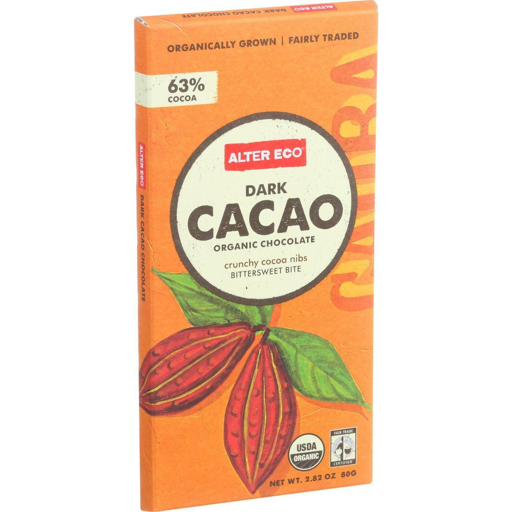 Alter Eco Americas Organic Chocolate Bar - Dark Cacao - 2.82 Oz Bars - Case Of 12