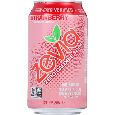 Zevia Soda - Zero Calorie - Strawberry - Can -  6-12 Oz - Case Of 4