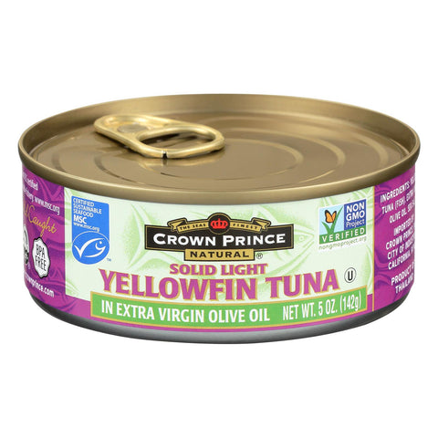 Crown Prince Yellowfin Tuna In Extra Virgin Olive Oil - Solid Light - Case Of 12 - 5 Oz.