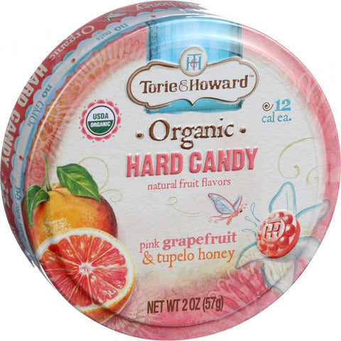 Torie And Howard Organic Hard Candy - Pink Grapefruit And Tupelo Honey - 2 Oz - Case Of 8