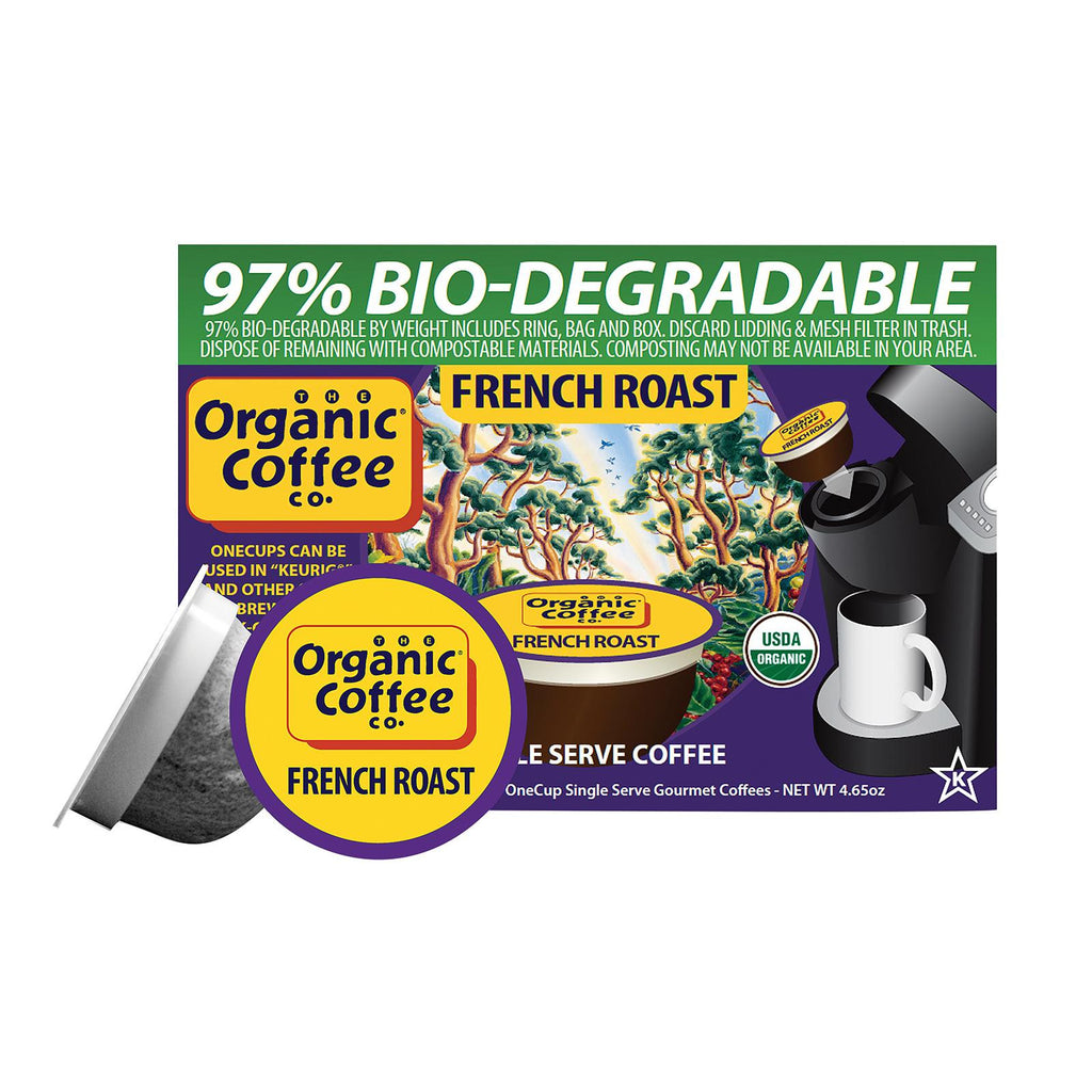 Organic Coffee Company Onecups - French Roast - Case Of 6 - 4.65 Oz.