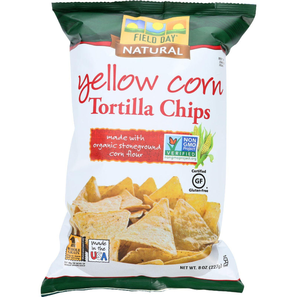 Field Day Tortilla Chips - Organic - Yellow Corn - 8 Oz - Case Of 12