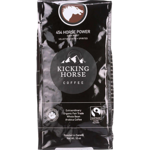 Kicking Horse Coffee - Organic - Whole Bean - 454 Horse Power - Dark Roast - 10 Oz - Case Of 6