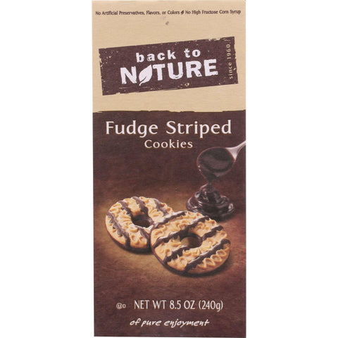 Back To Nature Cookies - Fudge Striped Shortbread - 8.5 Oz - Case Of 6