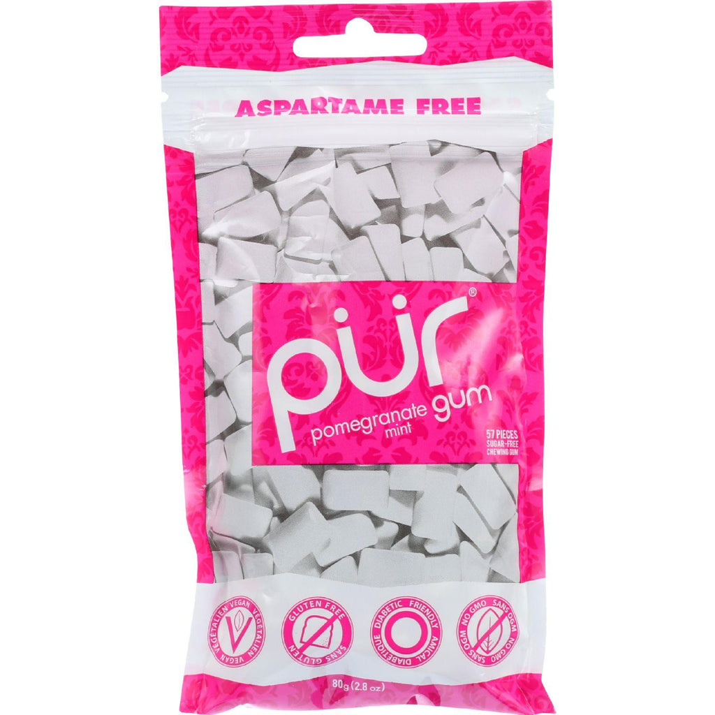 Pur Gum Gum - Pomegranate Mint - 60 Pieces - 80 G - Case Of 12