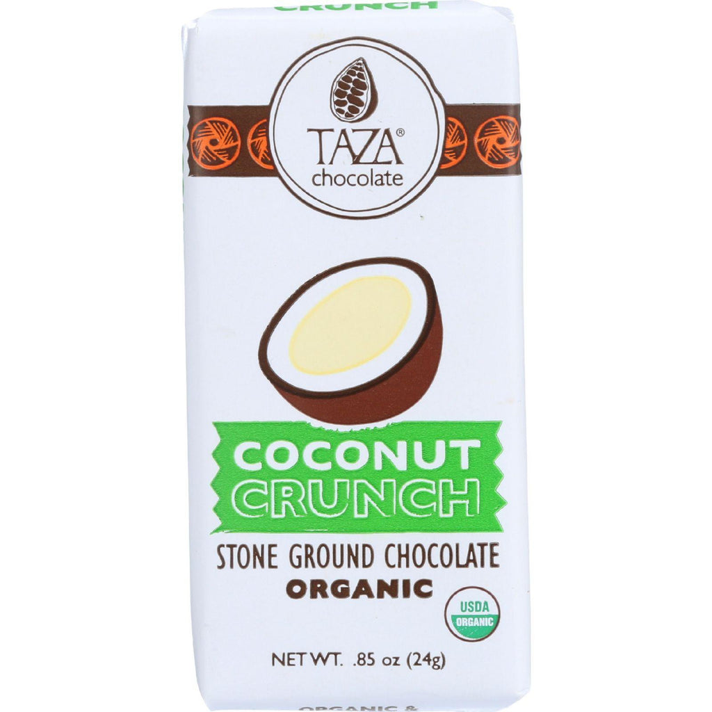 Taza Chocolate Bar - Organic - Tazitos Minibars - Stone Ground Chocolate - 65 Percent Dark - Coconut Crunch - .85 Oz - Case Of 20