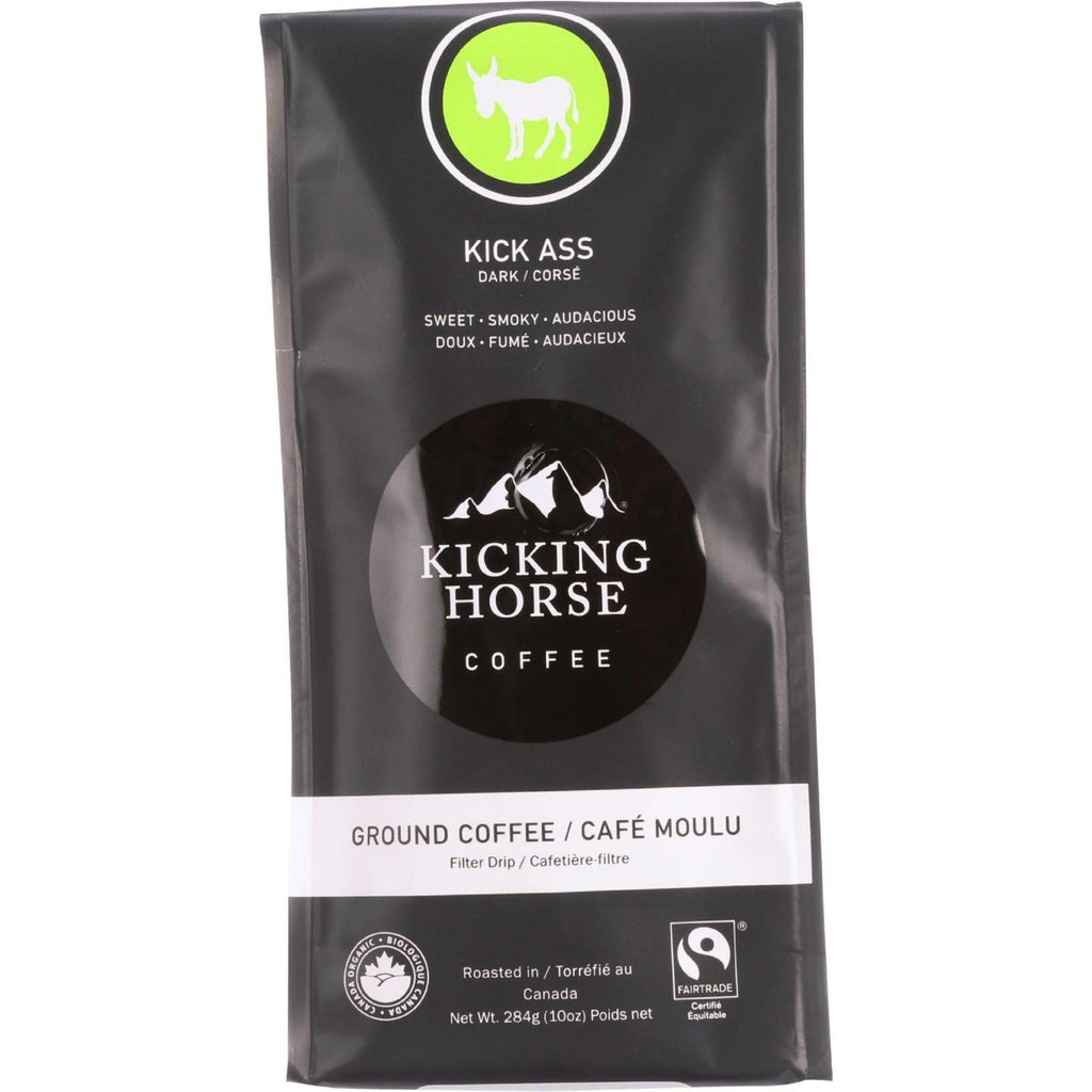 Kicking Horse Coffee - Organic - Ground - Kick Ass - Dark Roast - 10 Oz - Case Of 6