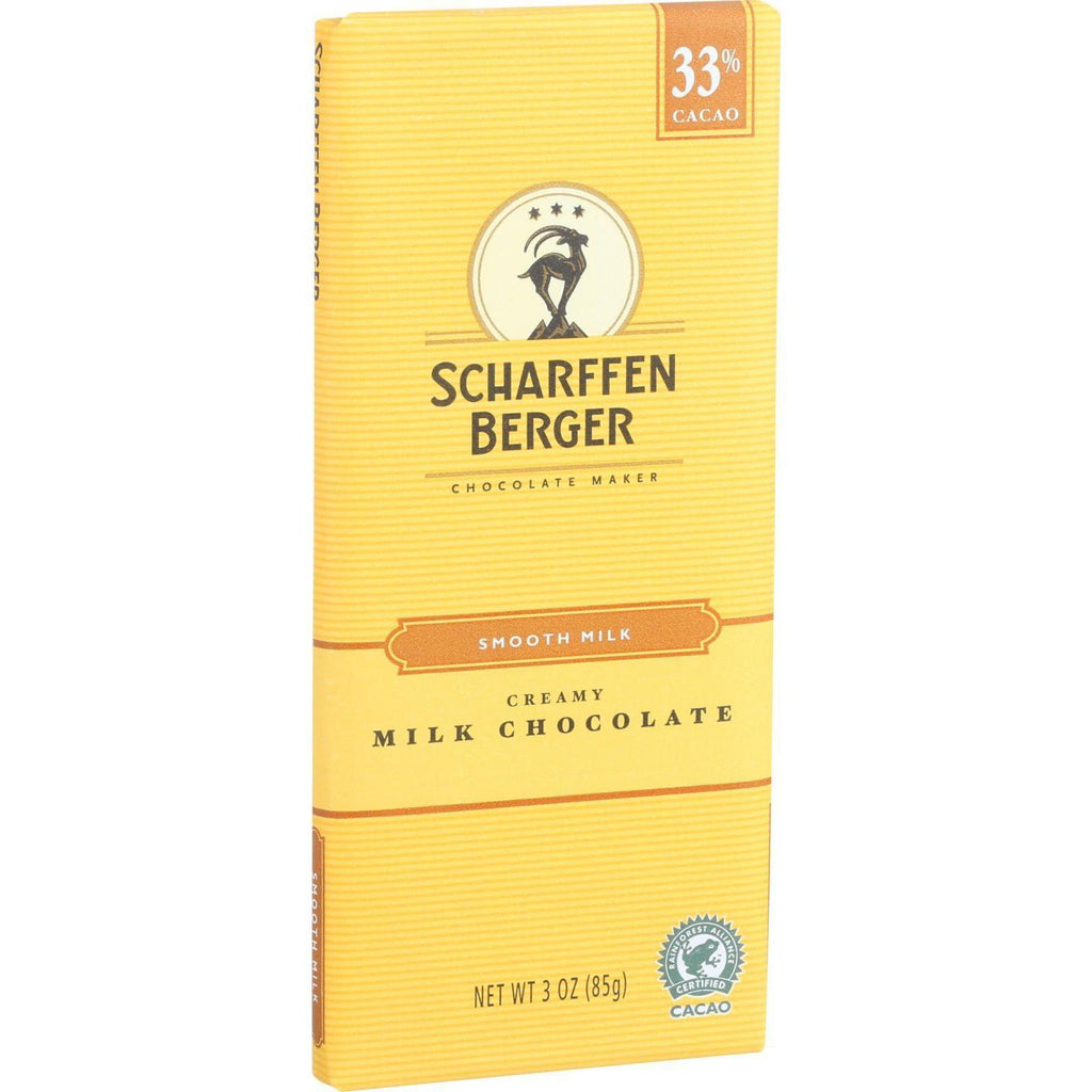 Scharffen Berger Chocolate Bar - Milk Chocolate - 33 Percent Cacao - Smooth - Creamy - 3 Oz Bars - Case Of 12