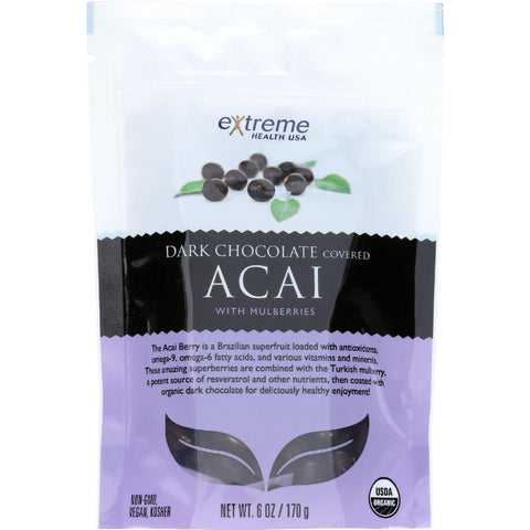 Extreme Health Usa Superfruits - Organic - Acai With Mulberries - Dark Chocolate Covered - 6 Oz - Case Of 6