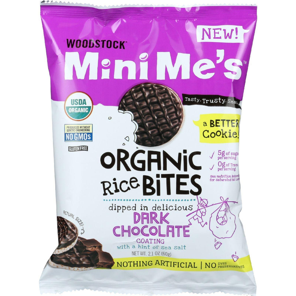 Woodstock Rice Bites - Organic - Mini Me's - Dark Chocolate - Sea Salt - 2.1 Oz - Case Of 8