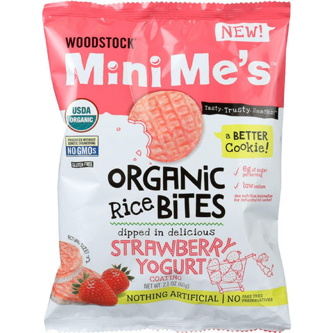 Woodstock Rice Bites - Organic - Mini Me's - Strawberry Yogurt - 2.1 Oz - Case Of 8