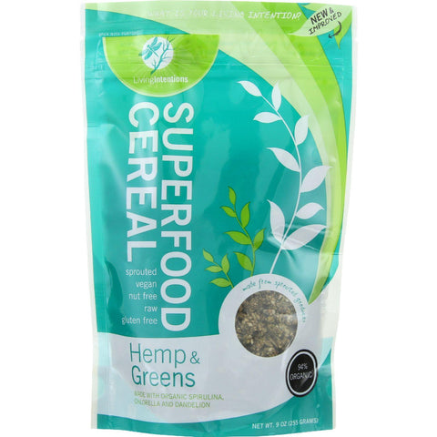 Living Intentions Cereal - Organic - Superfood - Hemp And Greens - 9 Oz - Case Of 6