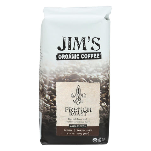 Jim's Organic Coffee - Whole Bean - French Roast - Case Of 6 - 11 Oz.